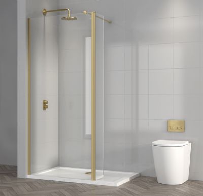 TAILORED T18 1000mm BRUSHED BRASS WETROOM PANEL, 7033 TAILORED T18 1000mm BRUSHED BRASS WETROOM PANEL, 7033